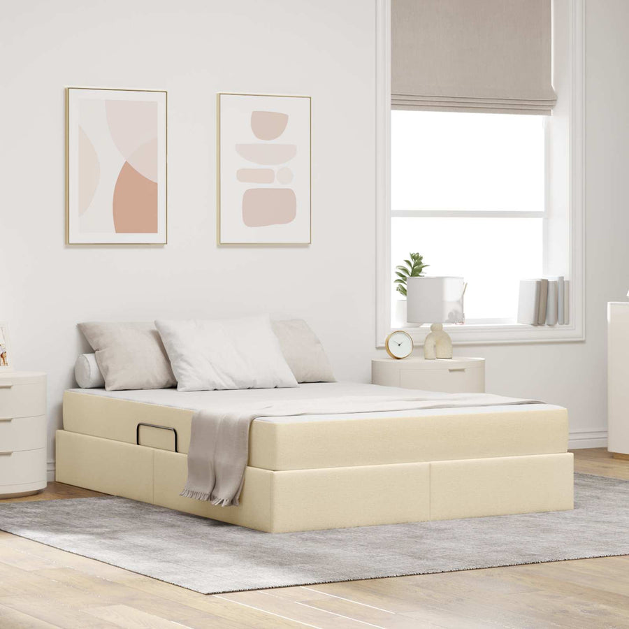 Opbergbed met matras met matras Crème 140 x 190 cm Polyester