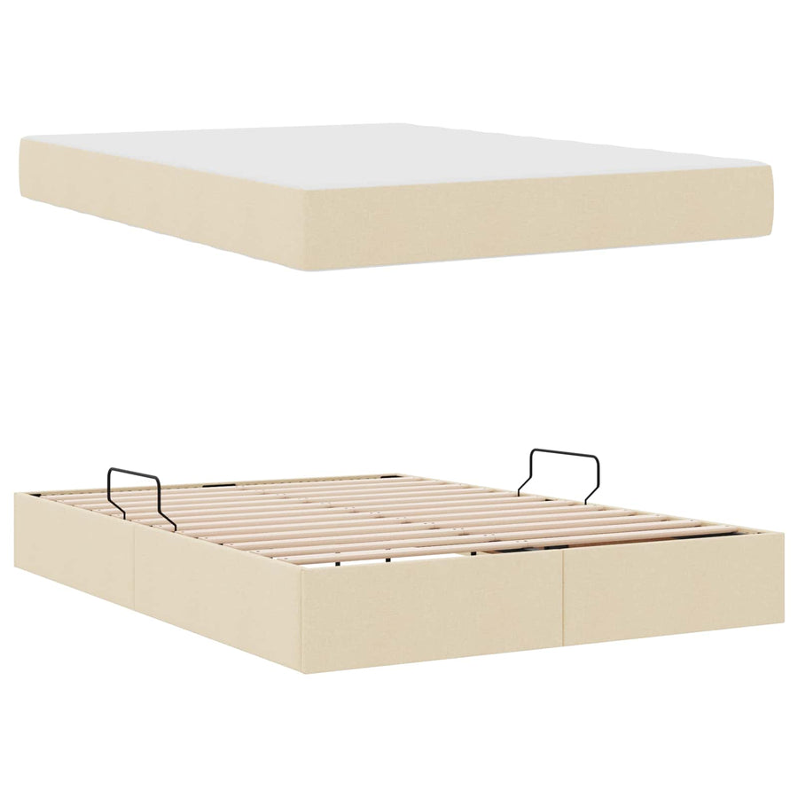 Opbergbed met matras met matras Crème 140 x 190 cm Polyester