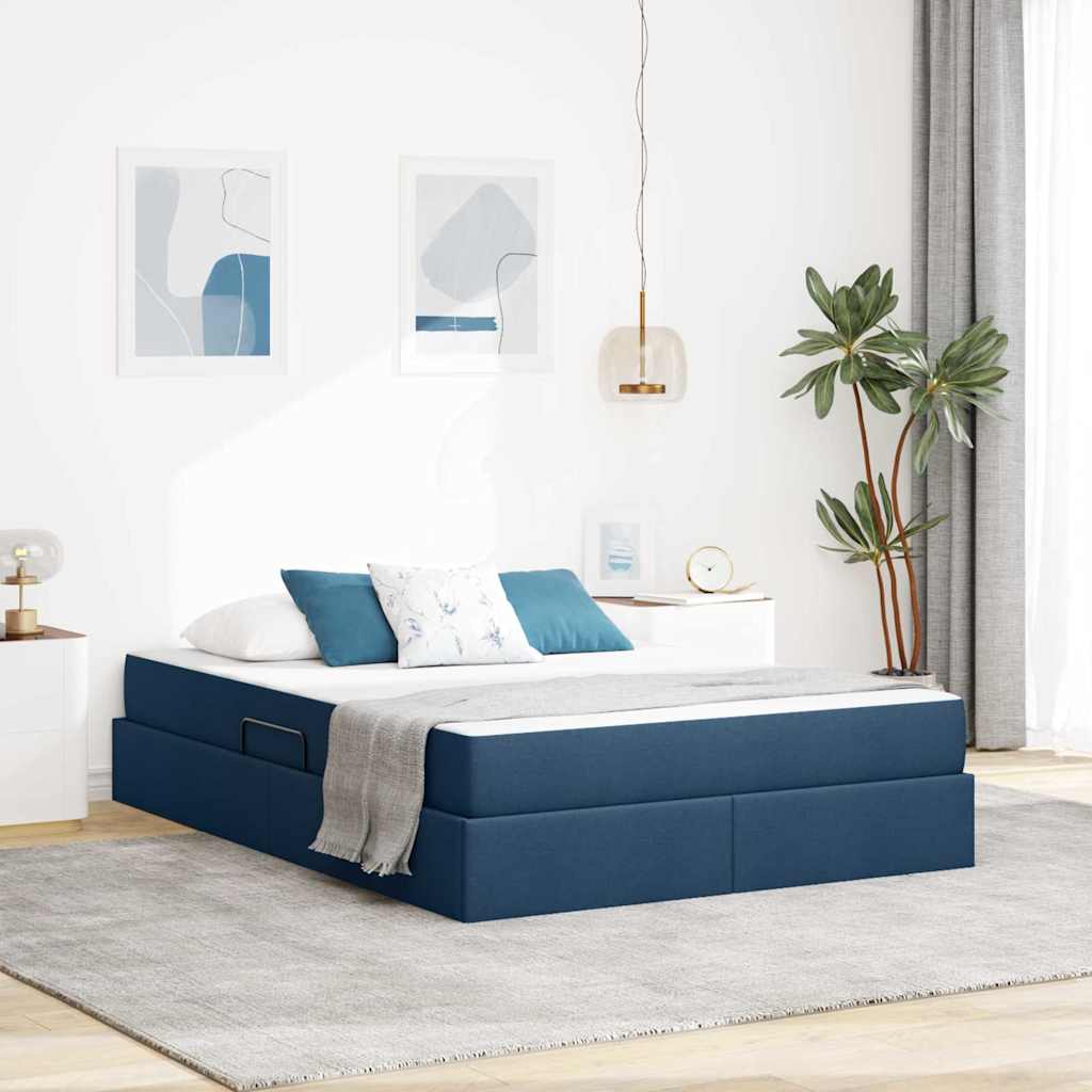 Opbergbed met matras met matras Blauw 140 x 190 cm Polyester