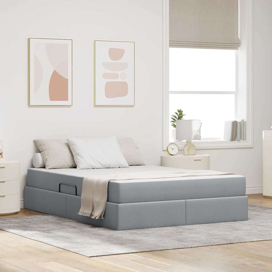 Opbergbed met matras Lichtgrijs 140 x 200 cm Polyester