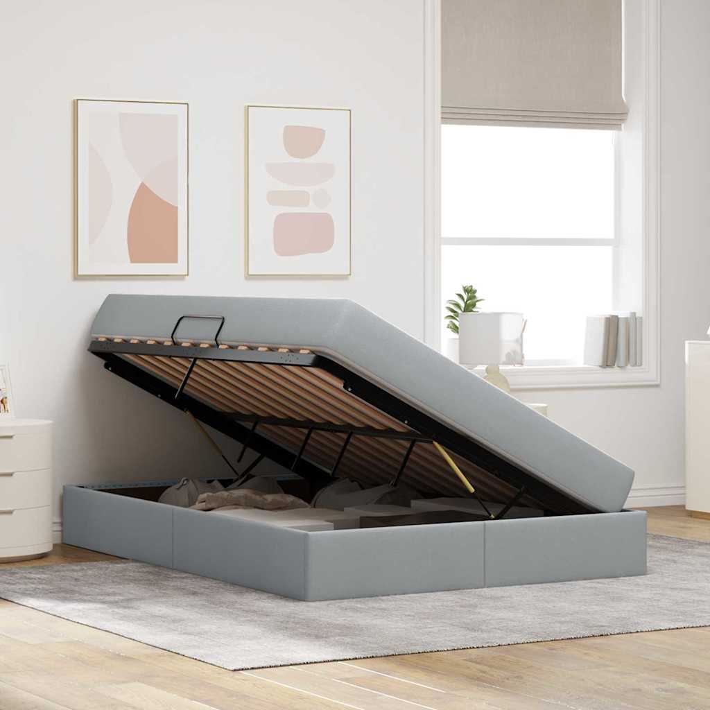 Opbergbed met matras Lichtgrijs 140 x 200 cm Polyester