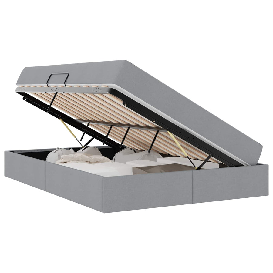 Opbergbed met matras Lichtgrijs 140 x 200 cm Polyester