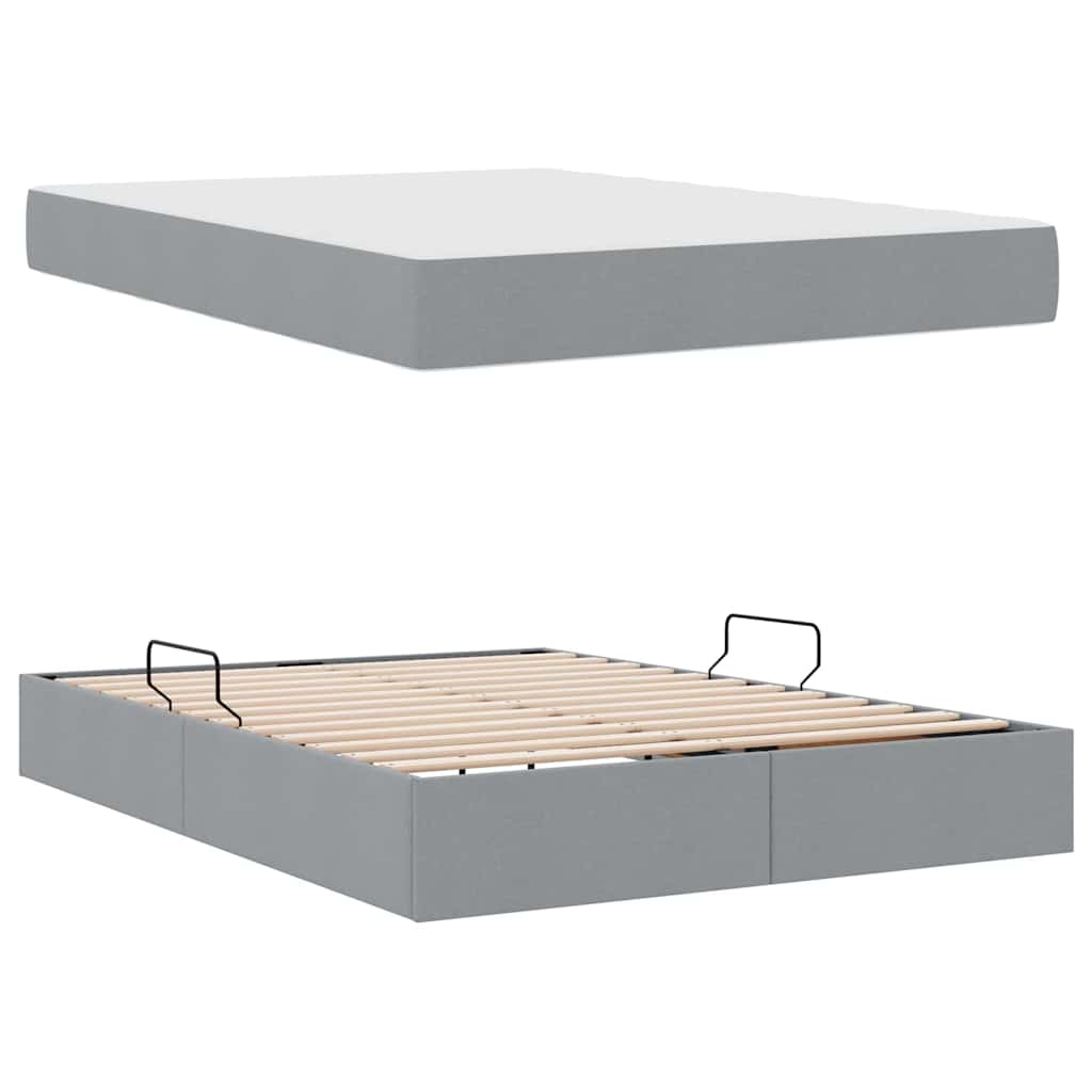 Opbergbed met matras Lichtgrijs 140 x 200 cm Polyester
