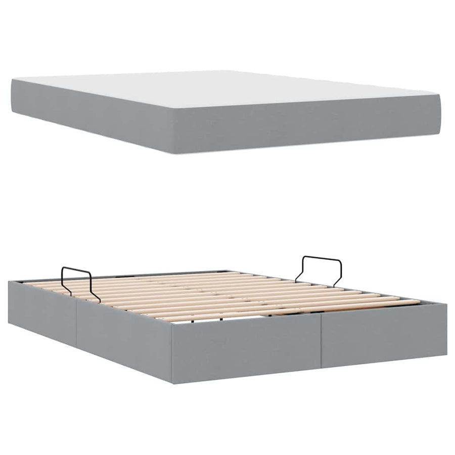 Opbergbed met matras Lichtgrijs 140 x 200 cm Polyester