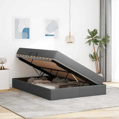 Opbergbed met matras Donkergrijs 140 x 200 cm Polyester