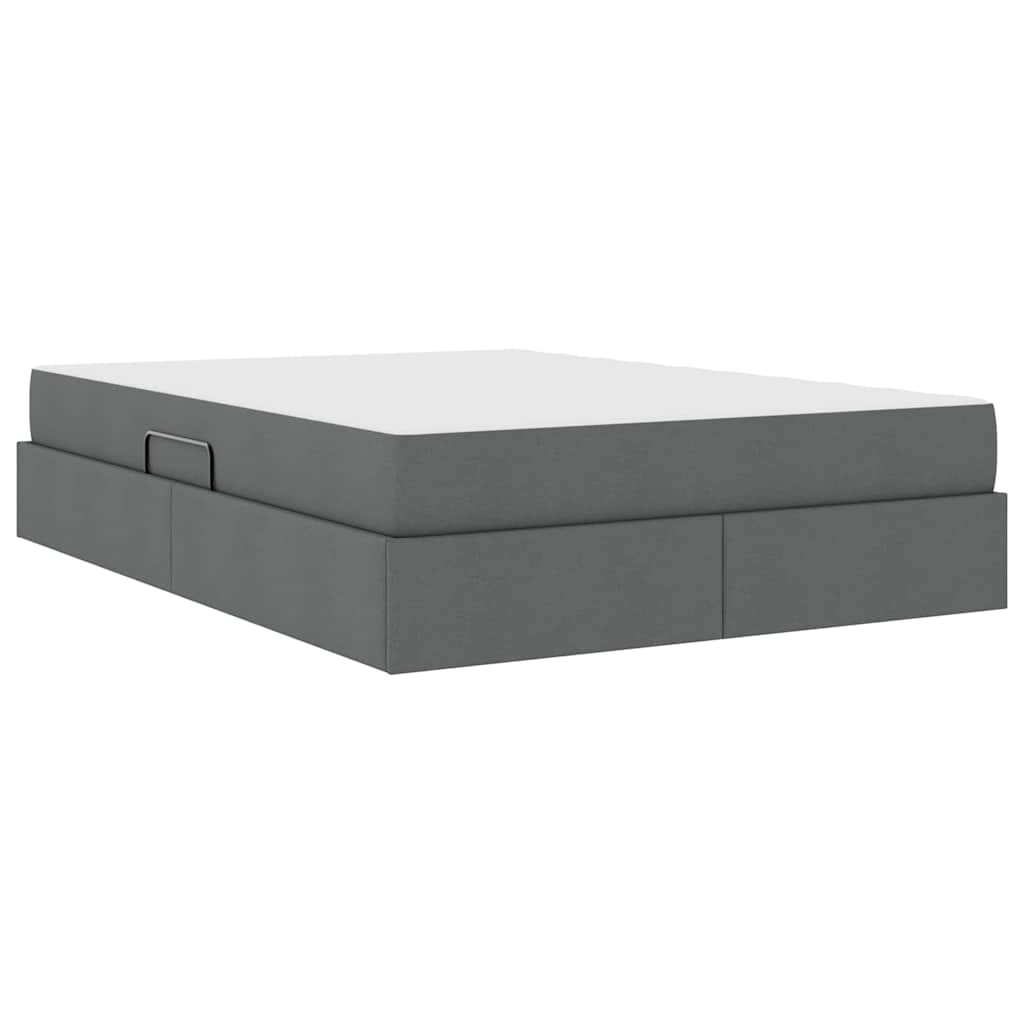 Opbergbed met matras Donkergrijs 140 x 200 cm Polyester