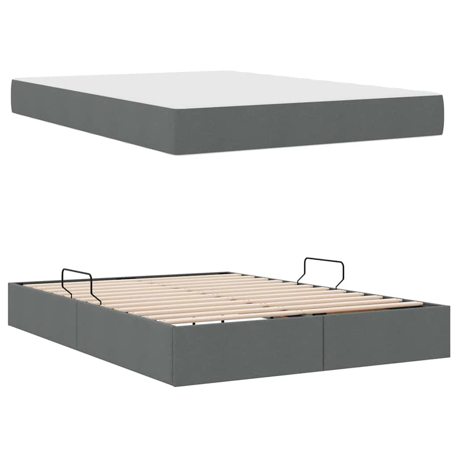 Opbergbed met matras Donkergrijs 140 x 200 cm Polyester