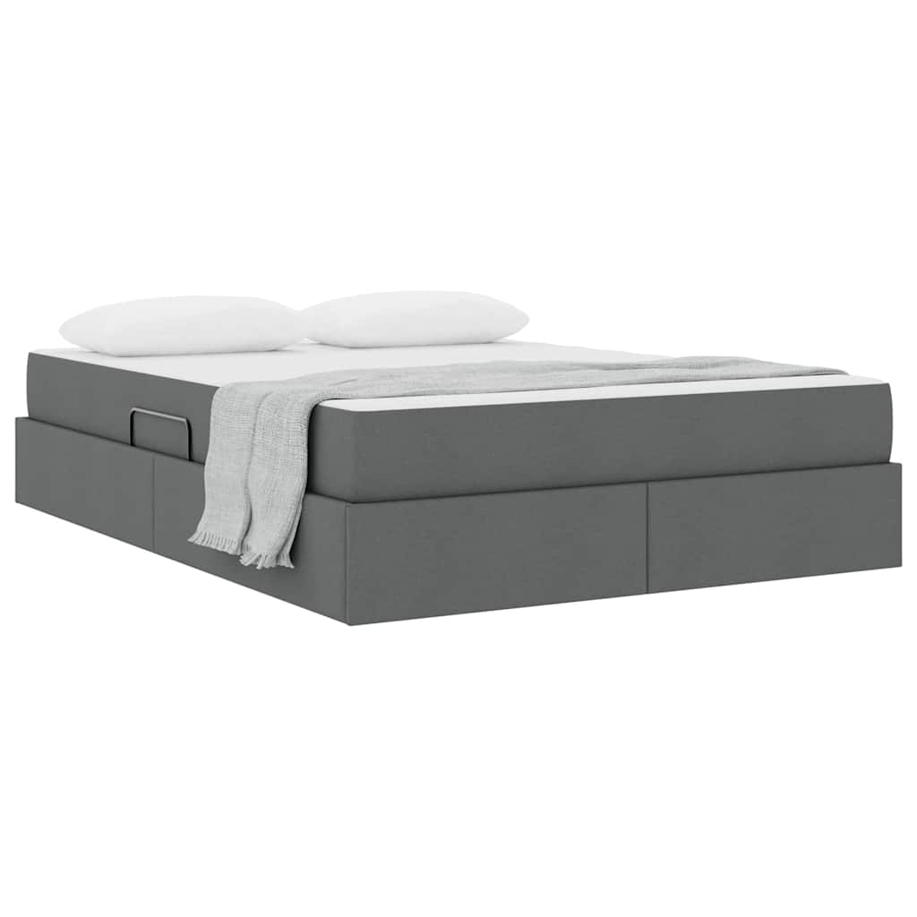 Opbergbed met matras Donkergrijs 140 x 200 cm Polyester