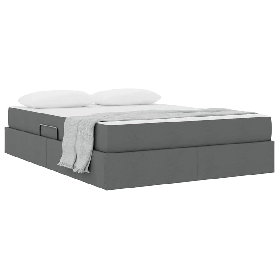 Opbergbed met matras Donkergrijs 140 x 200 cm Polyester