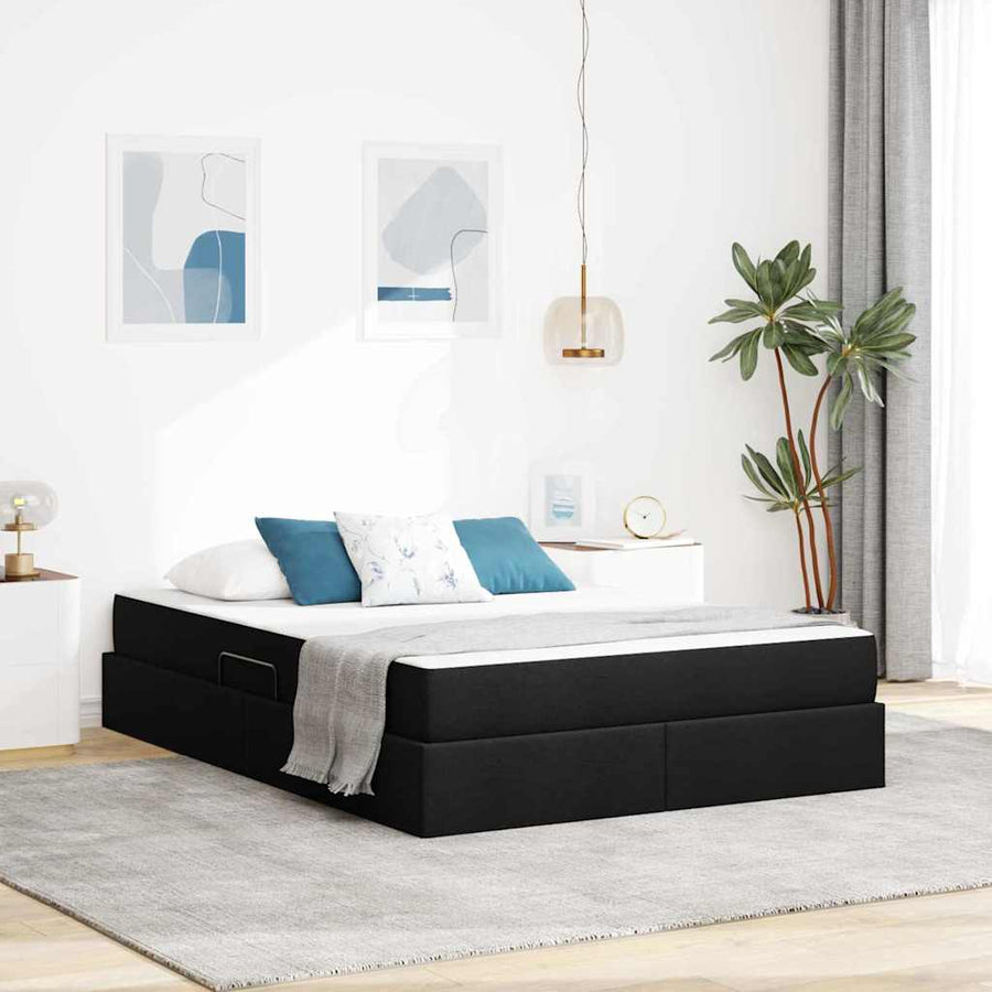 Opbergbed met matras met matras Zwart 140 x 200 cm Polyester