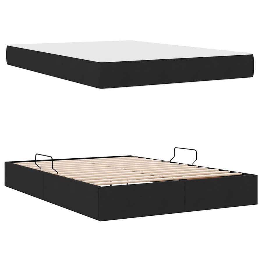 Opbergbed met matras met matras Zwart 140 x 200 cm Polyester