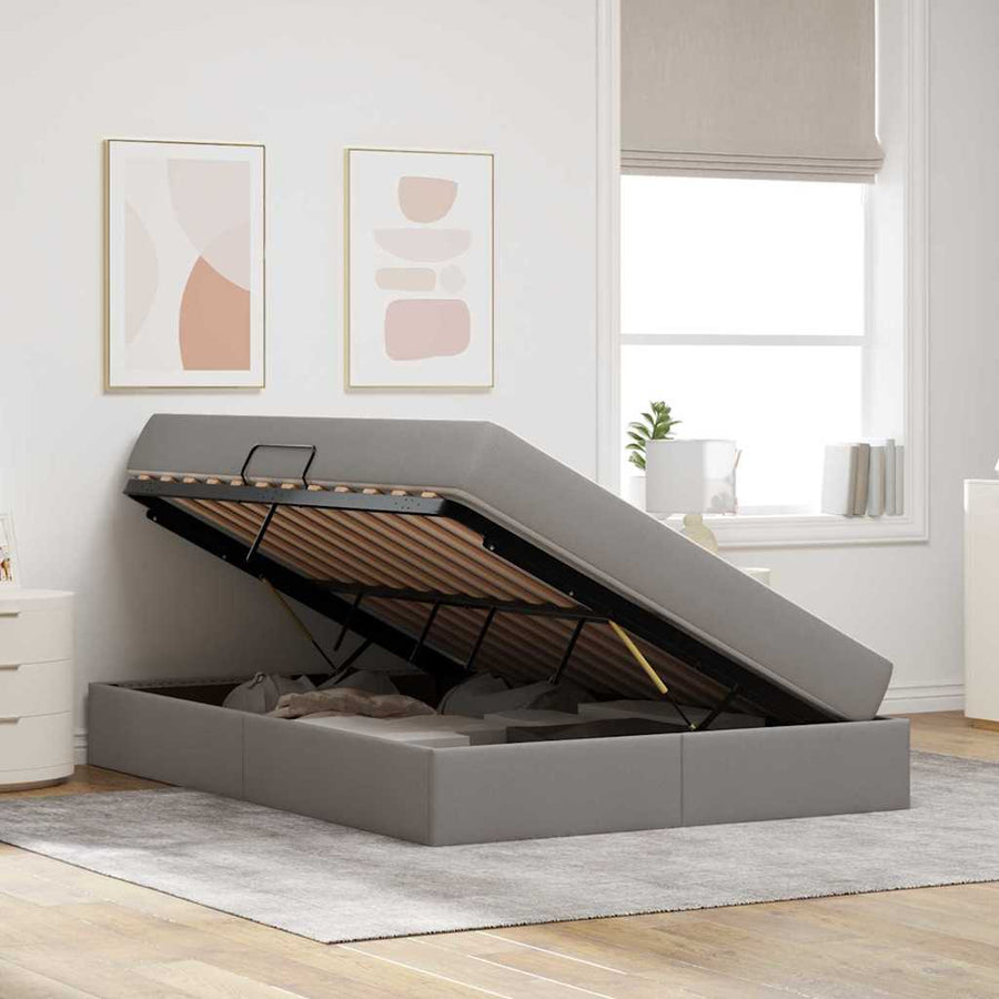 Opbergbed met matras met matras Taupe 140 x 200 cm Polyester