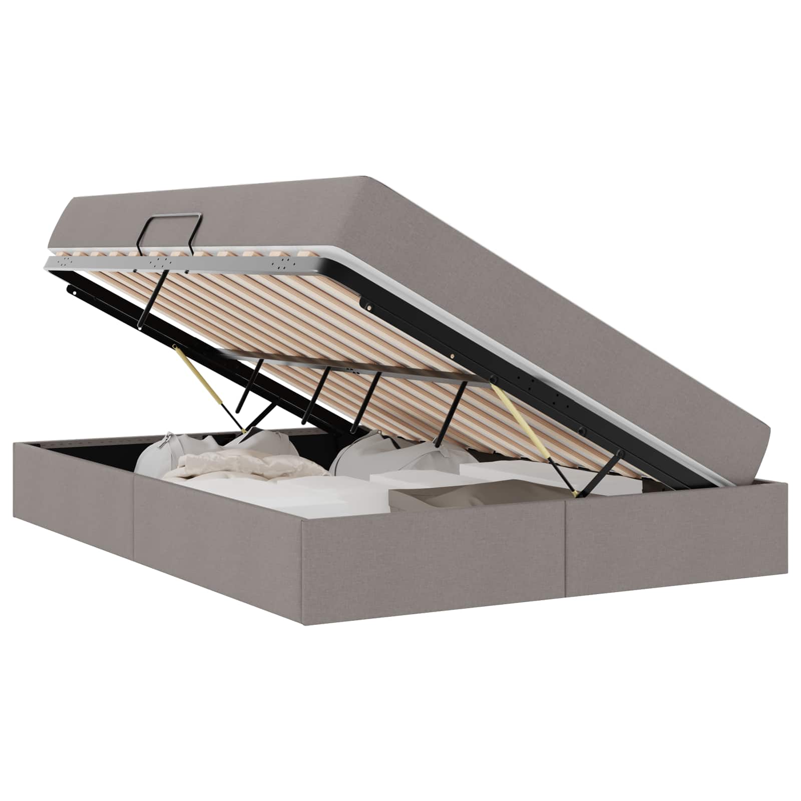 Opbergbed met matras met matras Taupe 140 x 200 cm Polyester