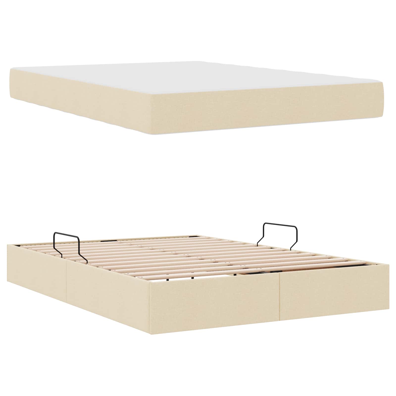 Opbergbed met matras met matras Crème 140 x 200 cm Polyester