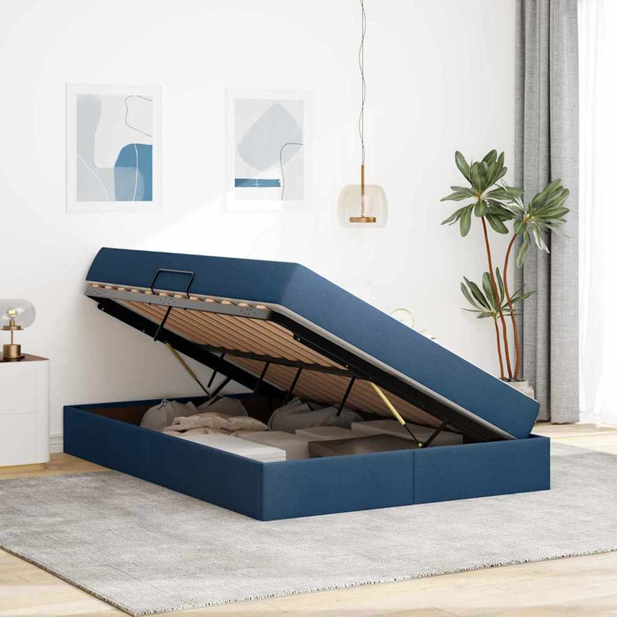 Opbergbed met matras met matras Blauw 140 x 200 cm Polyester