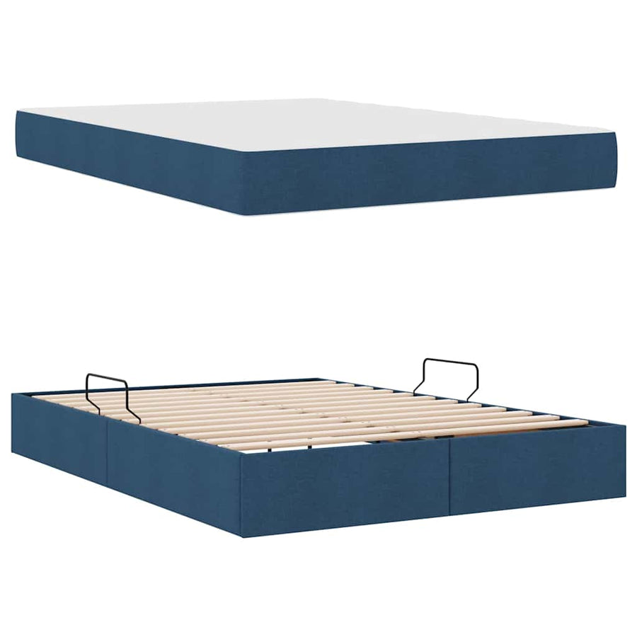 Opbergbed met matras met matras Blauw 140 x 200 cm Polyester