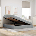 Storage bed with mattress Light Grey 160 x 200 cm Polyester