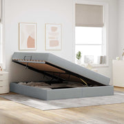 Opbergbed 160x200 cm lichtgrijs polyester met matras