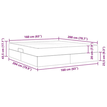 Opbergbed met matras Lichtgrijs 160 x 200 cm Polyester