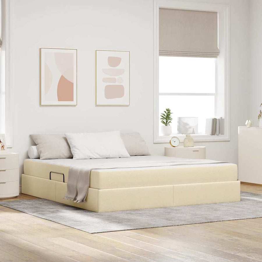 Opbergbed met matras met matras Crème 160 x 200 cm Polyester