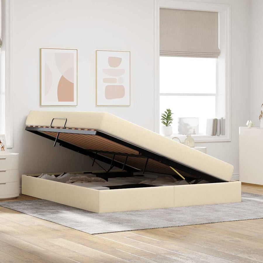 Opbergbed met matras met matras Crème 160 x 200 cm Polyester