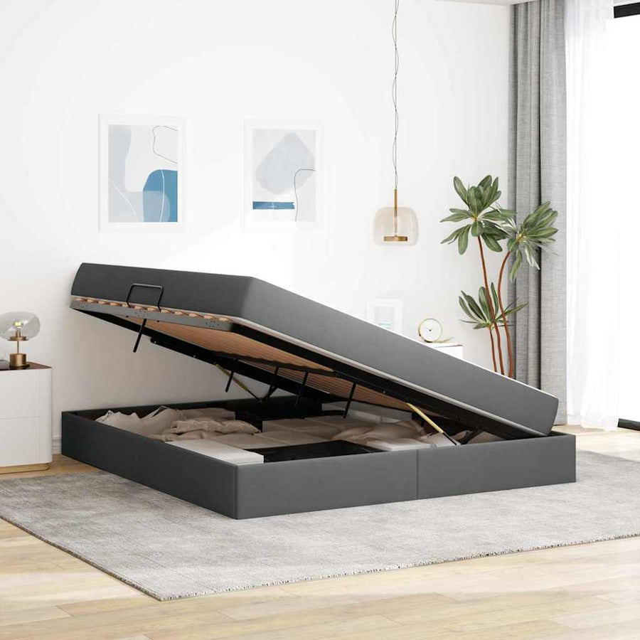 Opbergbed met matras Donkergrijs 180 x 200 cm Polyester