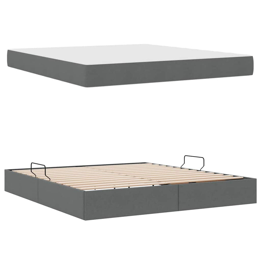 Opbergbed met matras Donkergrijs 180 x 200 cm Polyester