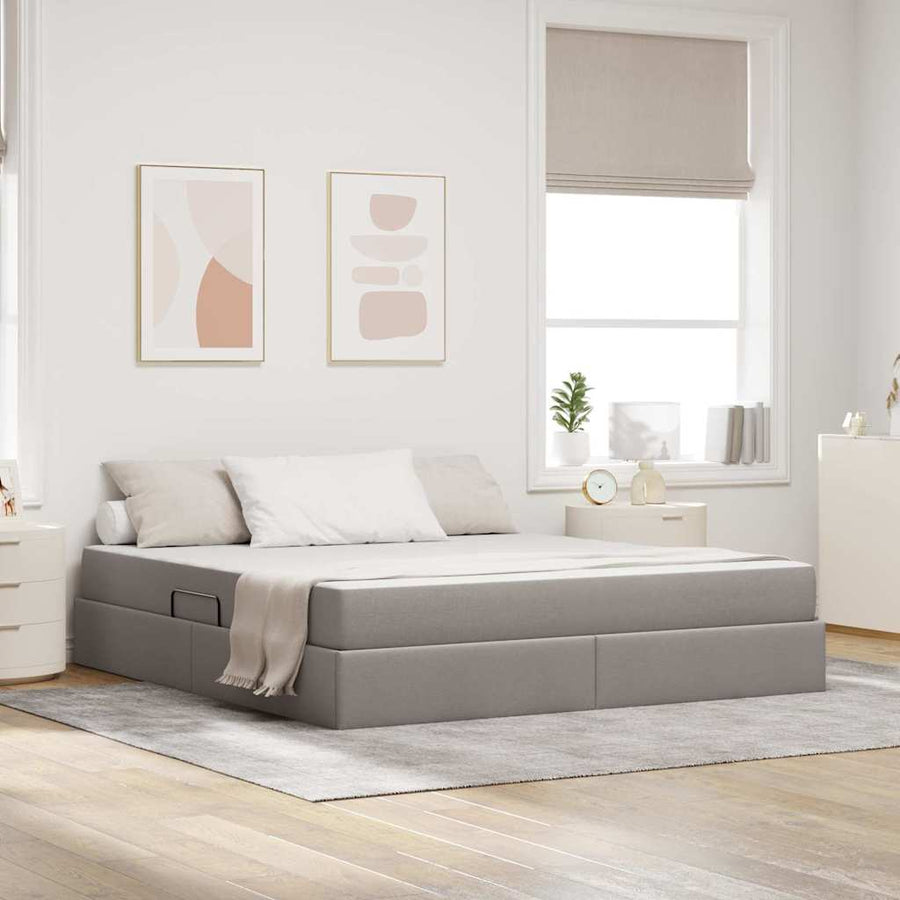 Opbergbed met matras met matras Taupe 180 x 200 cm Polyester