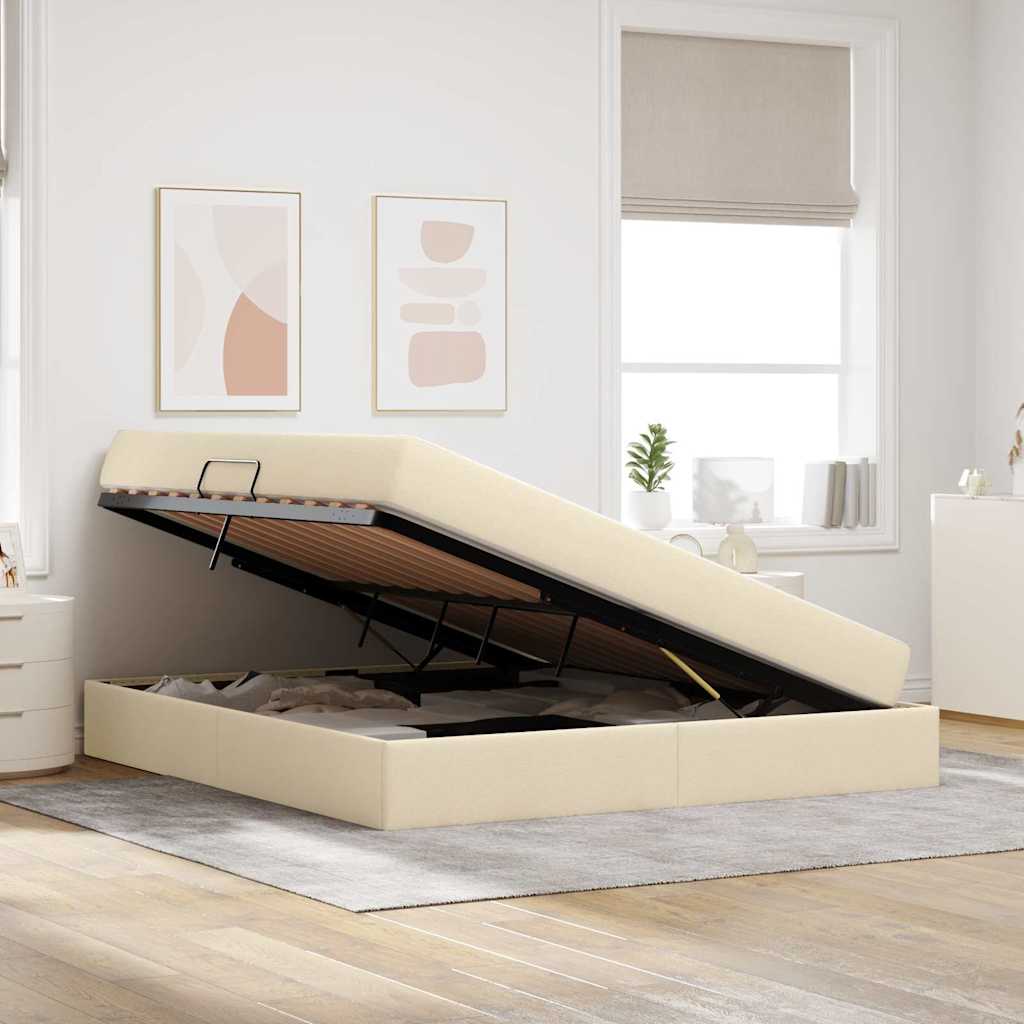 Opbergbed met matras met matras Crème 180 x 200 cm Polyester