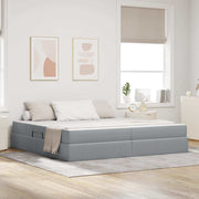 Opbergbed 200x200 cm lichtgrijs polyester