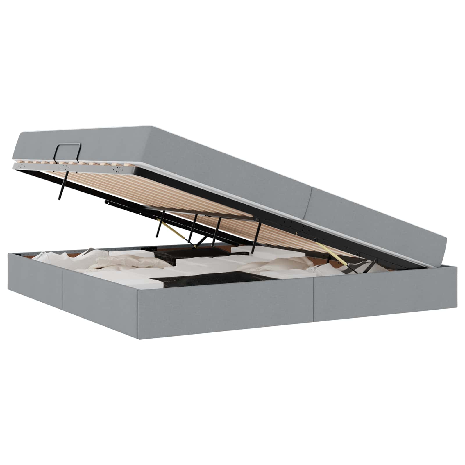Opbergbed met matras Lichtgrijs 200 x 200 cm Polyester