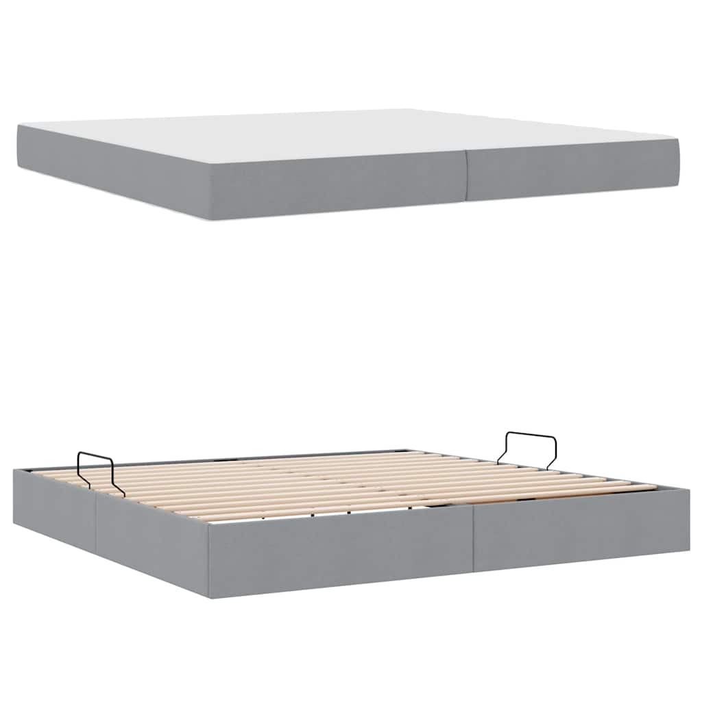 Opbergbed met matras Lichtgrijs 200 x 200 cm Polyester