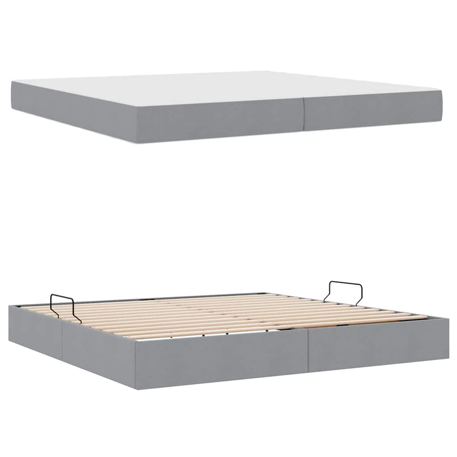 Opbergbed met matras Lichtgrijs 200 x 200 cm Polyester