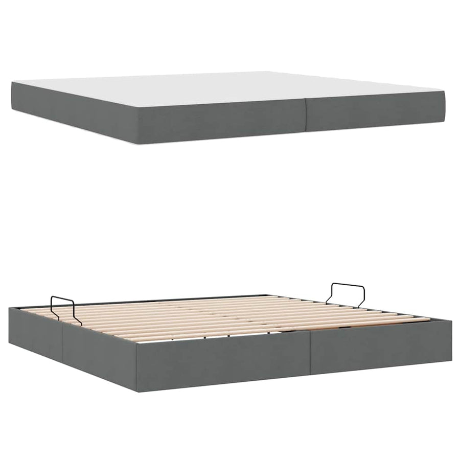 Opbergbed met matras Donkergrijs 200 x 200 cm Polyester