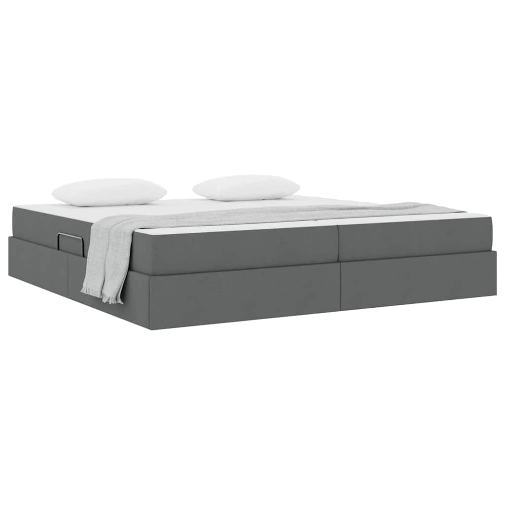 Opbergbed met matras Donkergrijs 200 x 200 cm Polyester