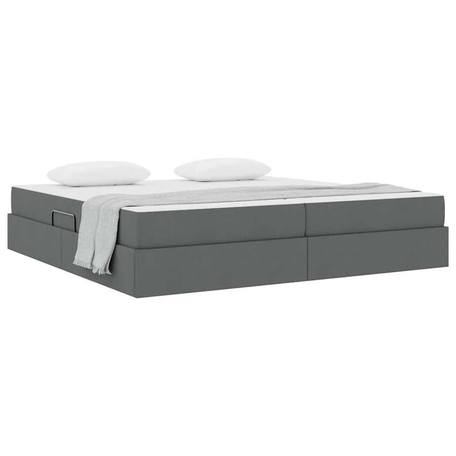 Opbergbed met matras Donkergrijs 200 x 200 cm Polyester