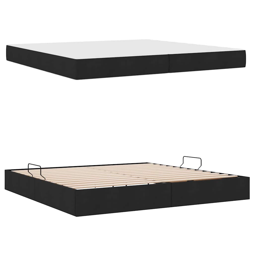 Opbergbed met matras met matras Zwart 200 x 200 cm Polyester