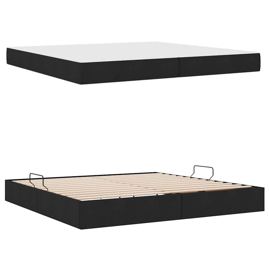 Opbergbed met matras met matras Zwart 200 x 200 cm Polyester