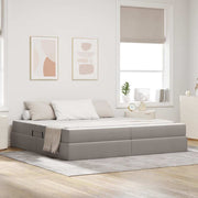 Opbergbed met matras 200x200 cm taupe