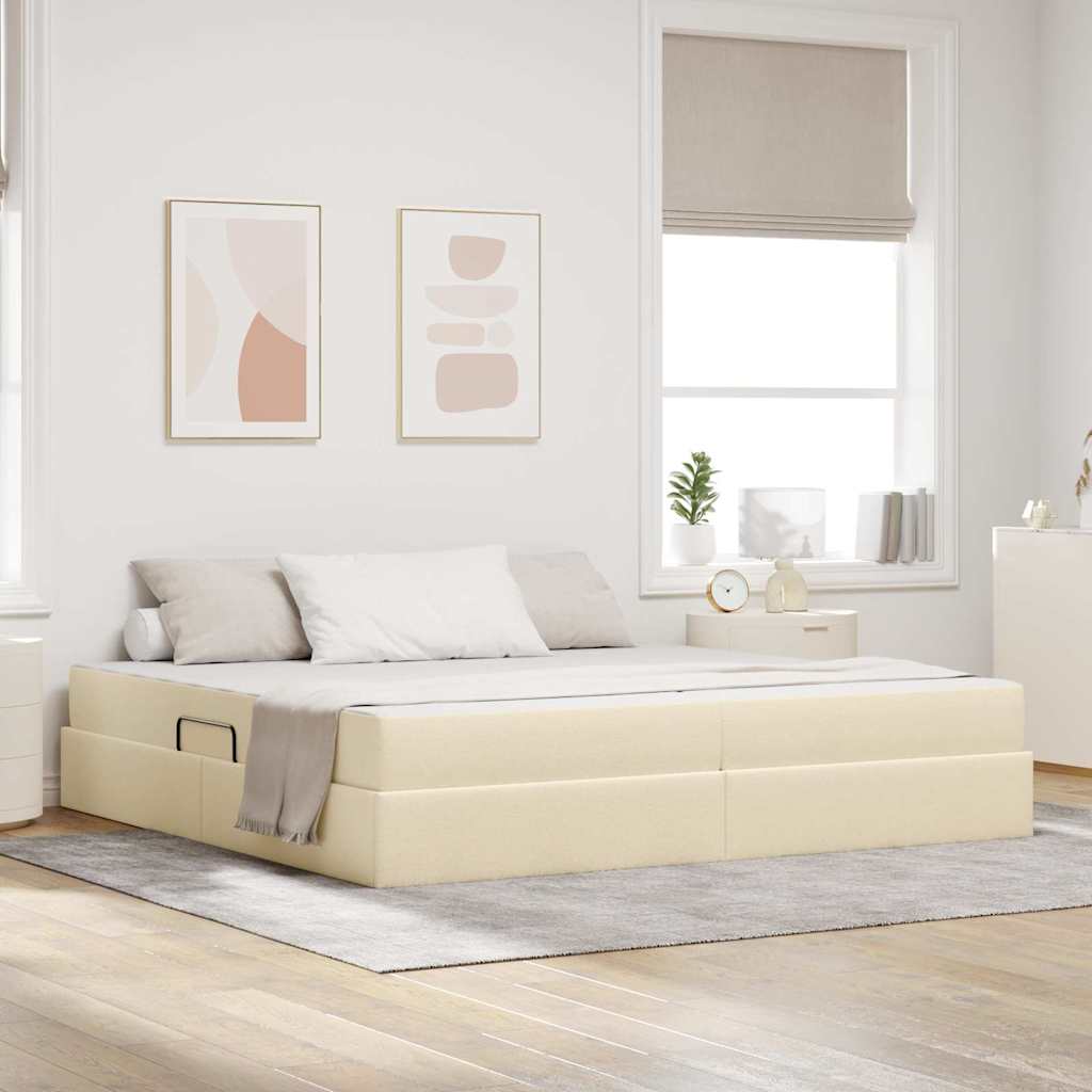Opbergbed met matras met matras Crème 200 x 200 cm Polyester