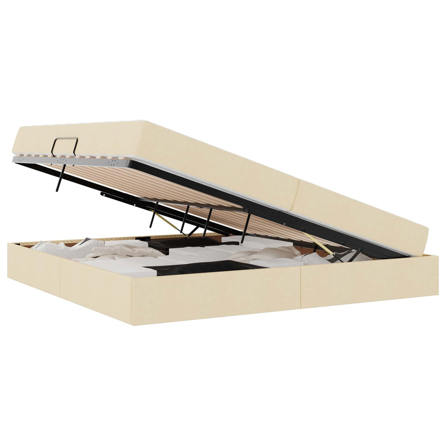 Opbergbed met matras met matras Crème 200 x 200 cm Polyester
