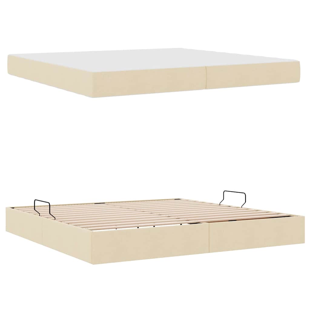 Opbergbed met matras met matras Crème 200 x 200 cm Polyester