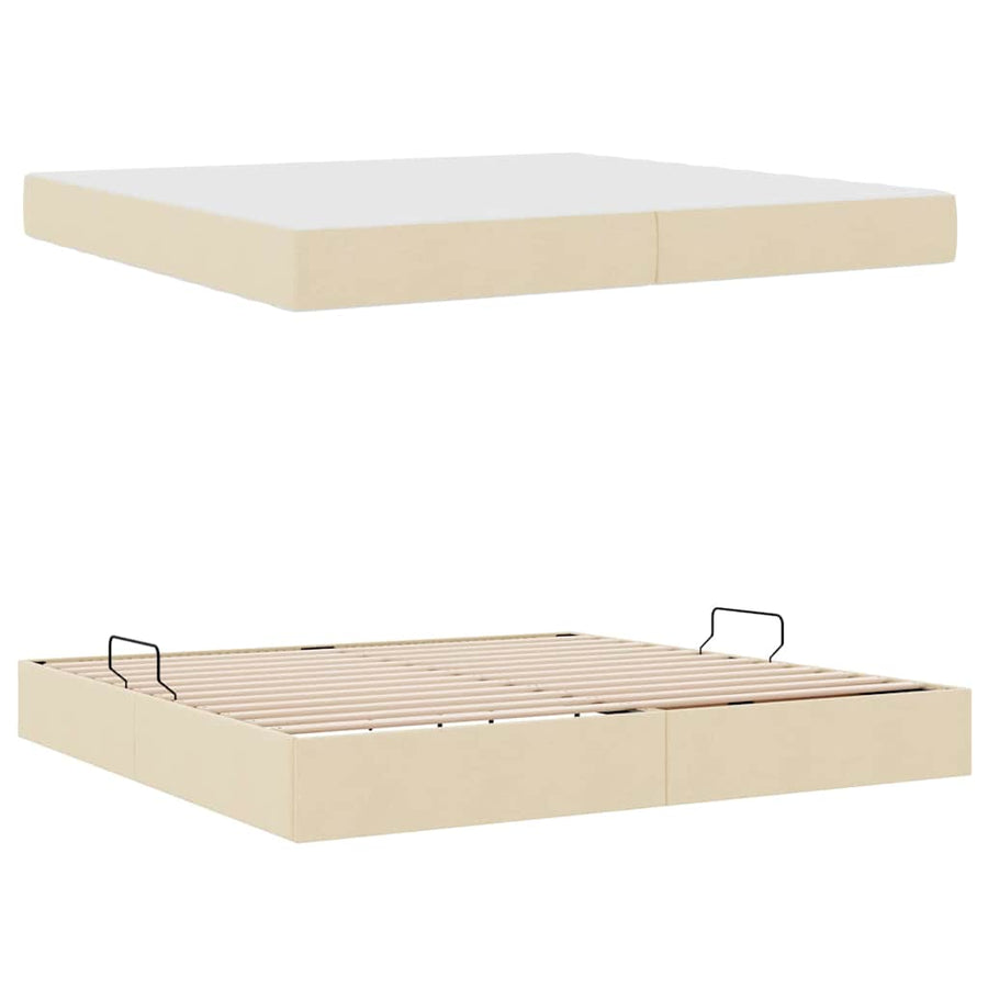 Opbergbed met matras met matras Crème 200 x 200 cm Polyester
