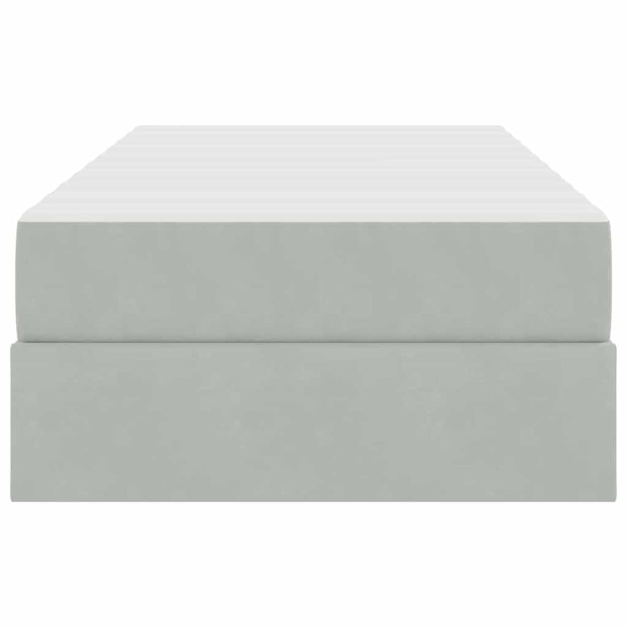 Opbergbed met matras met matras Lichtgrijs 90 x 190 cm Fluweel