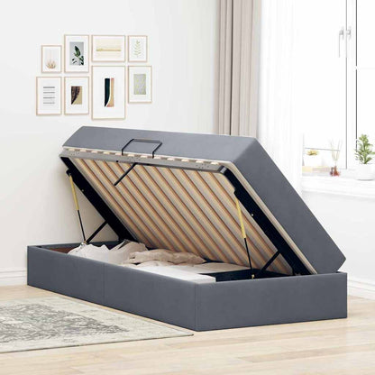 Opbergbed met matras met matras Donkergrijs 90 x 190 cm Fluweel