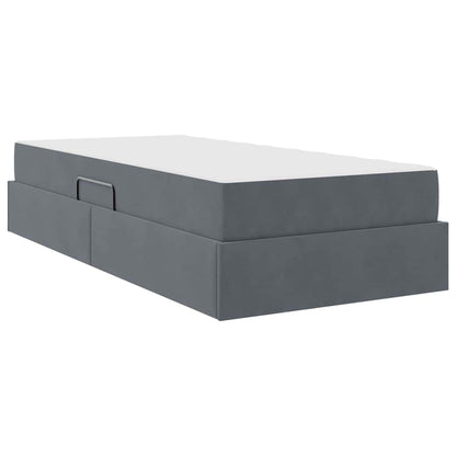 Opbergbed met matras met matras Donkergrijs 90 x 190 cm Fluweel