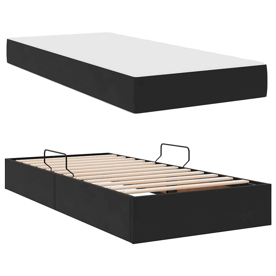 Opbergbed met matras met matras Zwart 90 x 190 cm Fluweel