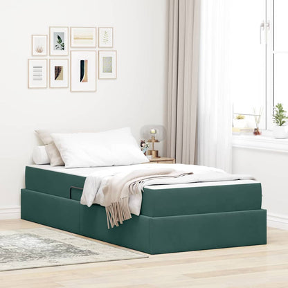 Opbergbed met matras met matras Donkergroen 90 x 190 cm Fluweel