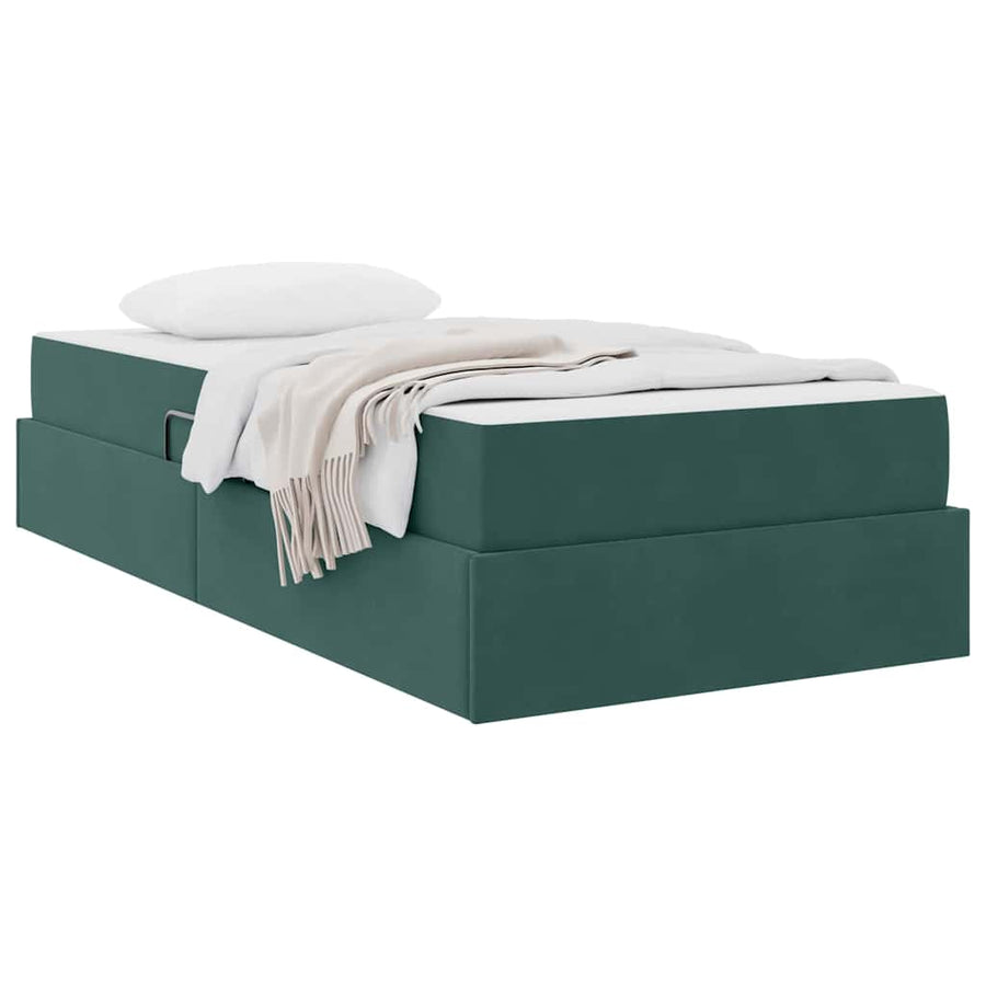 Opbergbed met matras met matras Donkergroen 90 x 190 cm Fluweel
