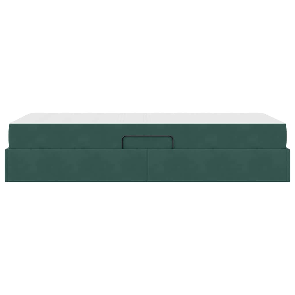 Opbergbed met matras met matras Donkergroen 90 x 190 cm Fluweel